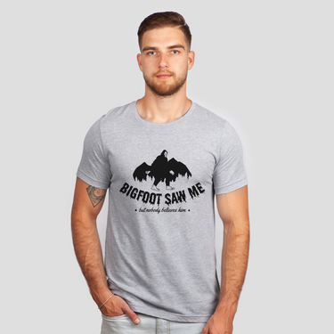 big foot saw me gray shirt - bw
